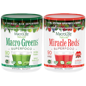 MacroLife Naturals Macro Greens + Miracle Reds Superfood Combo 90 Servings 30 oz